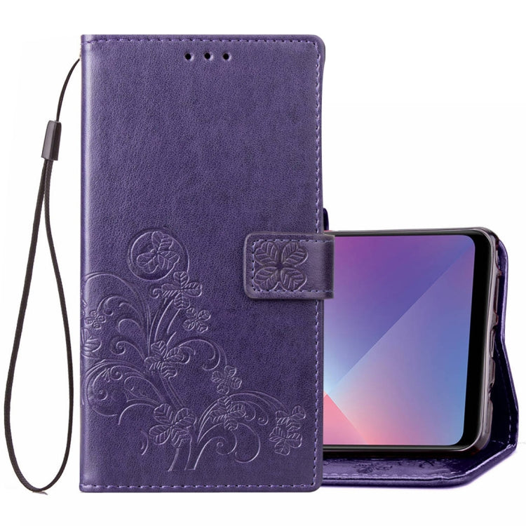Lucky Clover Pressed Flowers Pattern Leather Case for OPPO A5, with Holder & Card Slots & Wallet & Hand Strap