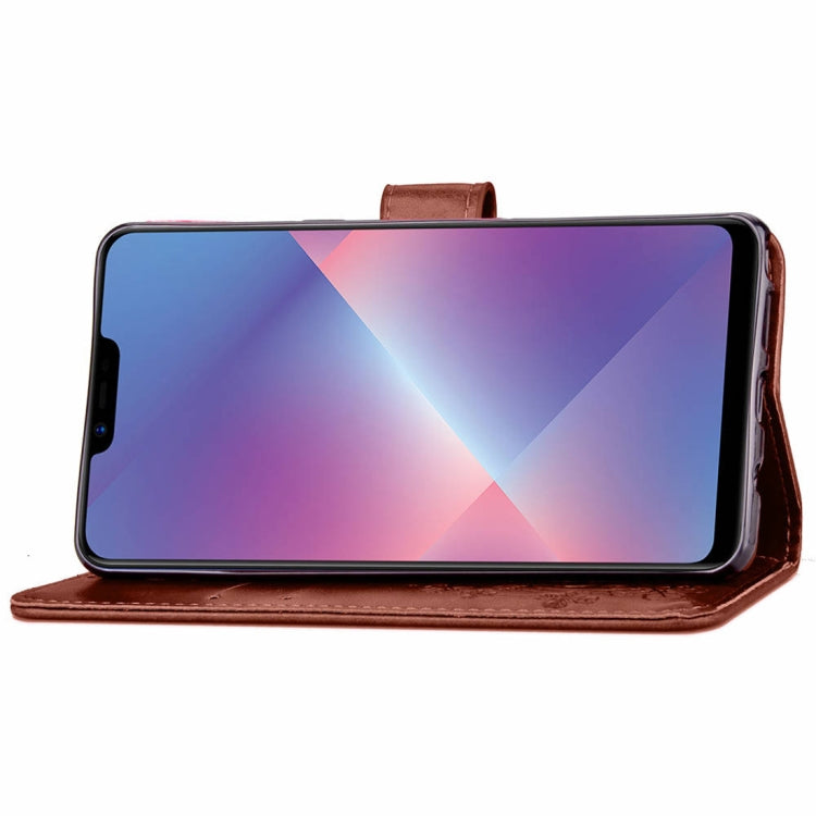 Lucky Clover Pressed Flowers Pattern Leather Case for OPPO A5, with Holder & Card Slots & Wallet & Hand Strap