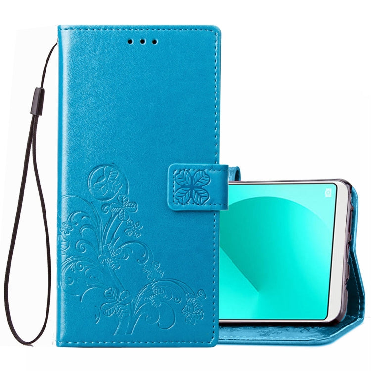 Lucky Clover Pressed Flowers Pattern Leather Case for OPPO A83, with Holder & Card Slots & Wallet & Hand Strap