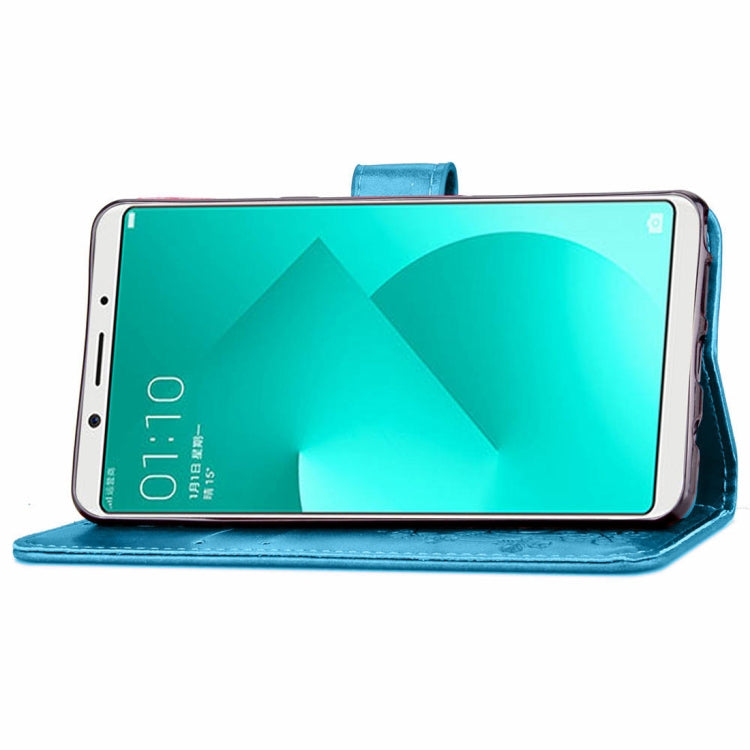 Lucky Clover Pressed Flowers Pattern Leather Case for OPPO A83, with Holder & Card Slots & Wallet & Hand Strap