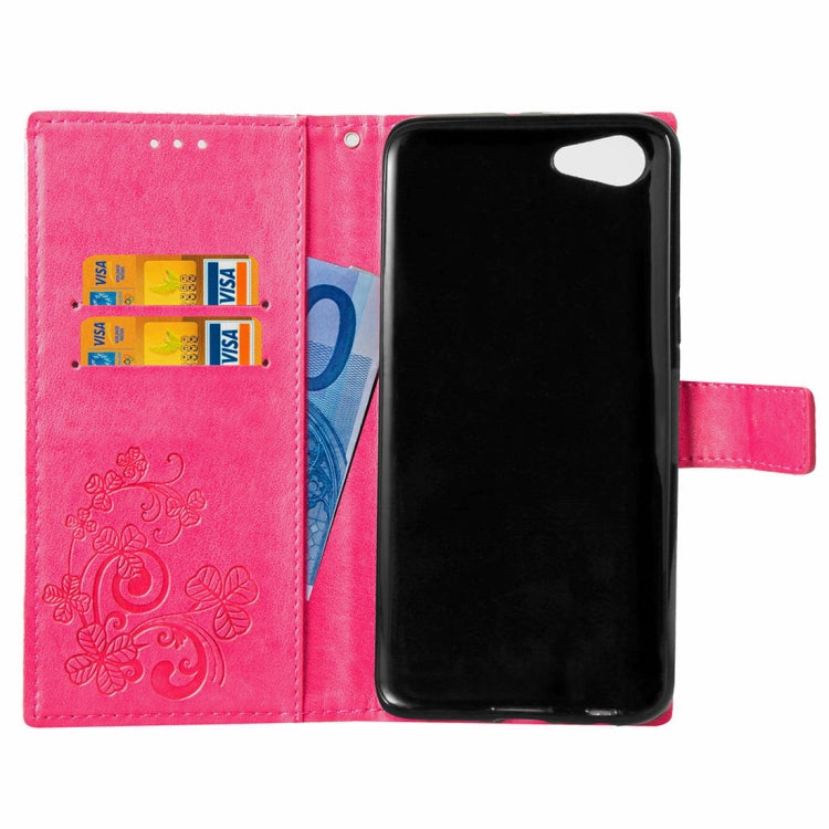 Lucky Clover Pressed Flowers Pattern Leather Case for OPPO A83, with Holder & Card Slots & Wallet & Hand Strap