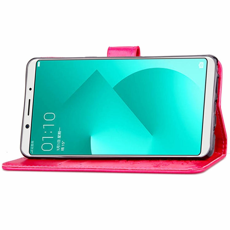 Lucky Clover Pressed Flowers Pattern Leather Case for OPPO A83, with Holder & Card Slots & Wallet & Hand Strap