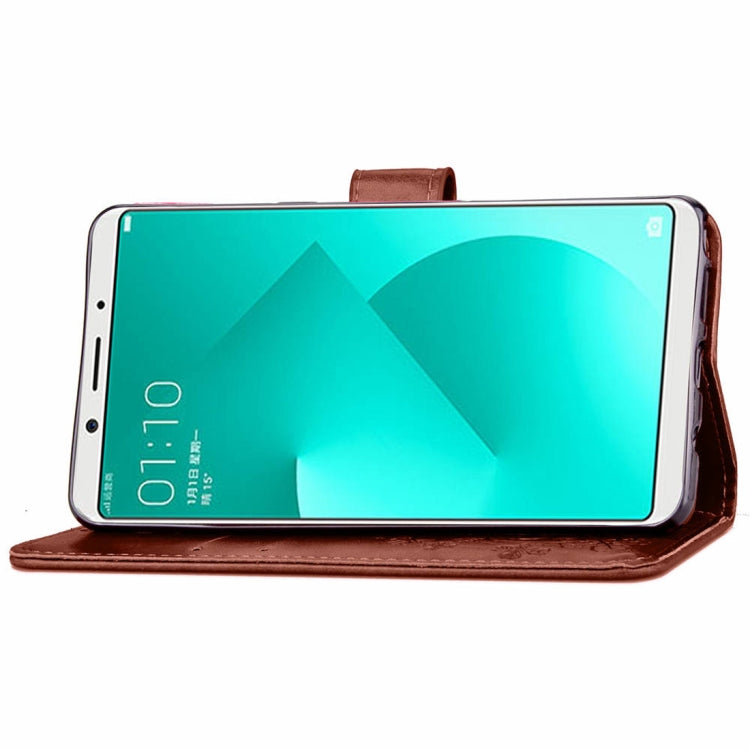 Lucky Clover Pressed Flowers Pattern Leather Case for OPPO A83, with Holder & Card Slots & Wallet & Hand Strap