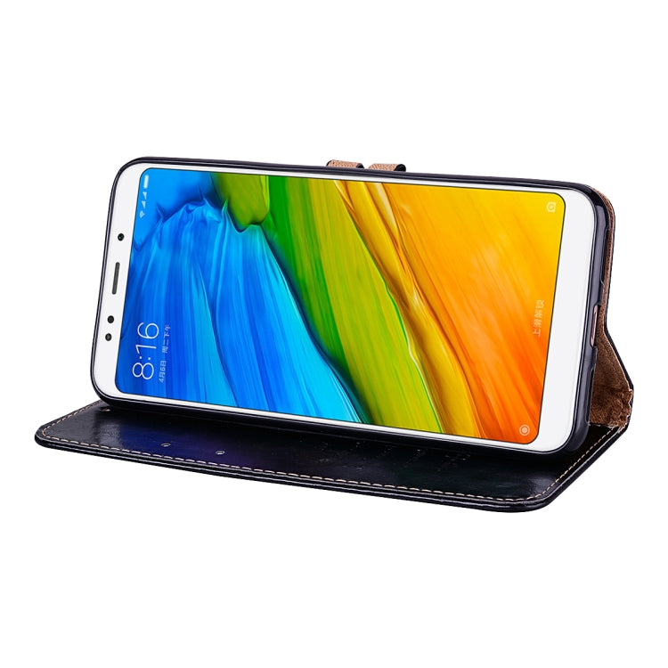 For Xiaomi Redmi 5 Plus Oil Wax Texture Horizontal Flip Leather Case with Holder
