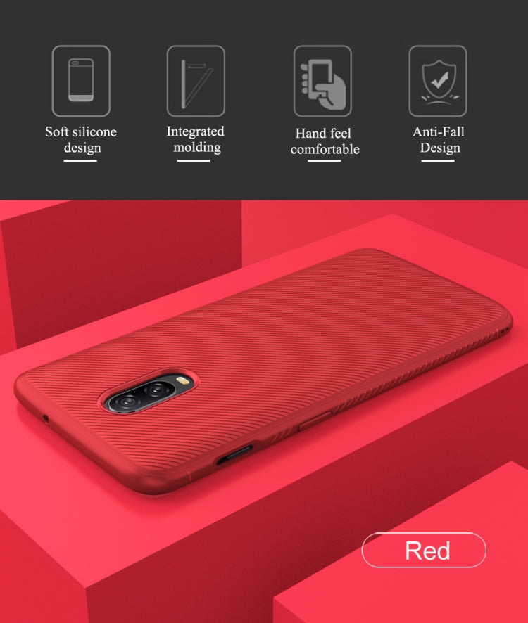 lenuo Leshen Series Stripe Texture TPU Case for OnePlus 6T(Red)