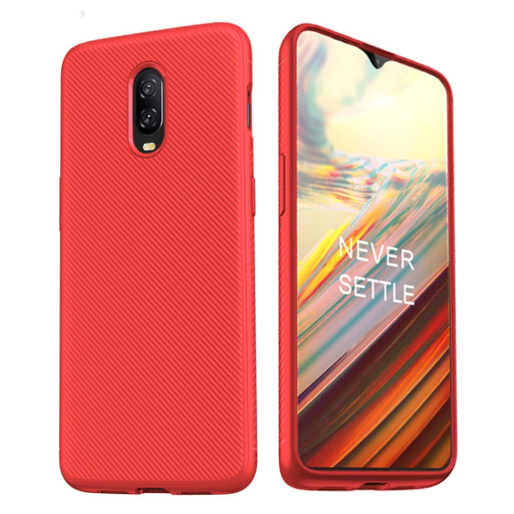 lenuo Leshen Series Stripe Texture TPU Case for OnePlus 6T(Red)