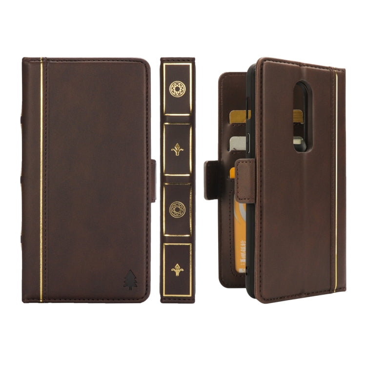 Bible Style Business Horizontal Flip Leather Case for OnePlus 6, with Card Slots & Photo Frame & Holder & Wallet