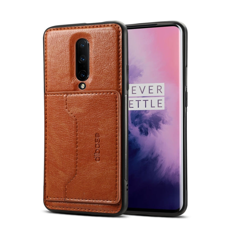 Dibase TPU + PC + PU Crazy Horse Texture Protective Case for OnePlus 7 Pro, with Holder & Card Slots