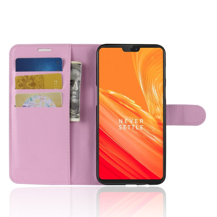 For OnePlus 6 Litchi Texture Horizontal Flip Leather Case with Holder & Card Slots & Wallet