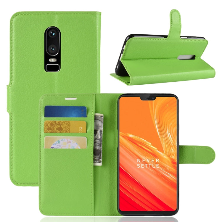For OnePlus 6 Litchi Texture Horizontal Flip Leather Case with Holder & Card Slots & Wallet