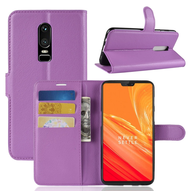 For OnePlus 6 Litchi Texture Horizontal Flip Leather Case with Holder & Card Slots & Wallet
