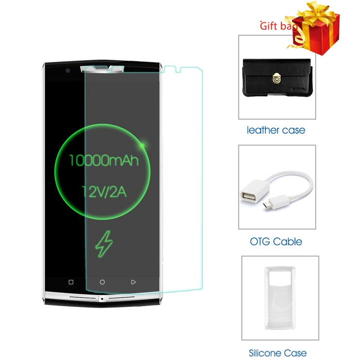 For OUKITEL K10000 Pro (MPH0388) Protective Case + Screen Film + Leather Case + OTG Cable