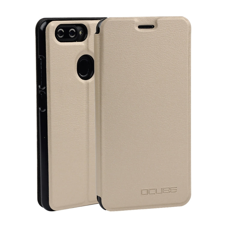 OCUBE Spring Texture Horizontal Flip Leather Case for BLUBOO D6, with Holder (Gold)