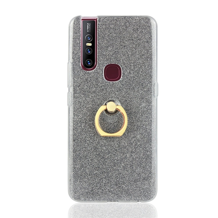 Glittery Powder Shockproof TPU Protective Case for Vivo V15, with 360 Degree Rotation Ring Holder