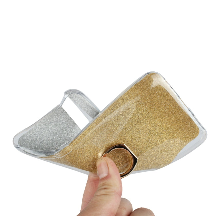 Glittery Powder Shockproof TPU Protective Case for Vivo V15, with 360 Degree Rotation Ring Holder