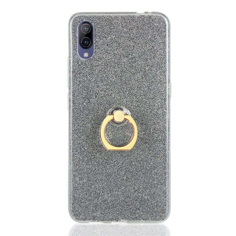 Glittery Powder Shockproof TPU Protective Case for Vivo X23, with 360 Degree Rotation Ring Holder
