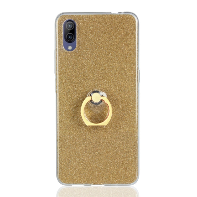 Glittery Powder Shockproof TPU Protective Case for Vivo X23, with 360 Degree Rotation Ring Holder