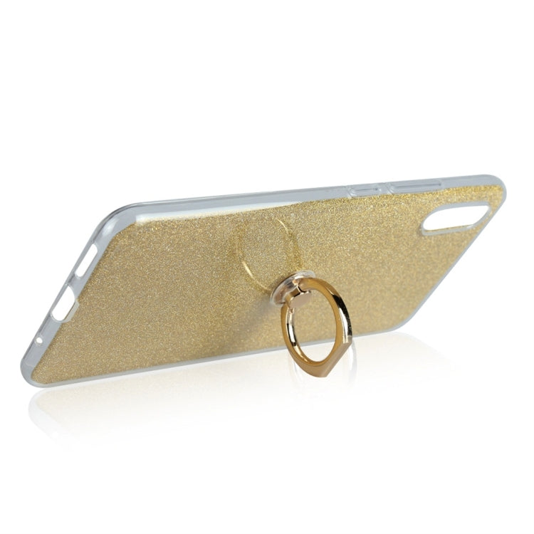 Glittery Powder Shockproof TPU Protective Case for Vivo X23, with 360 Degree Rotation Ring Holder