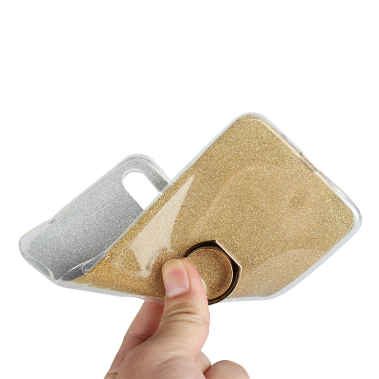 Glittery Powder Shockproof TPU Protective Case for Vivo X23, with 360 Degree Rotation Ring Holder