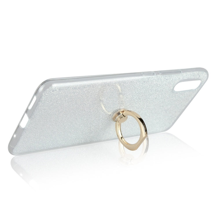 Glittery Powder Shockproof TPU Protective Case for Vivo X23, with 360 Degree Rotation Ring Holder