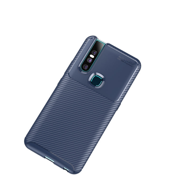 Carbon Fiber Texture Shockproof TPU Case for vivo V15(Blue)