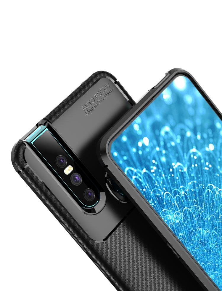 Carbon Fiber Texture Shockproof TPU Case for vivo V15(Blue)