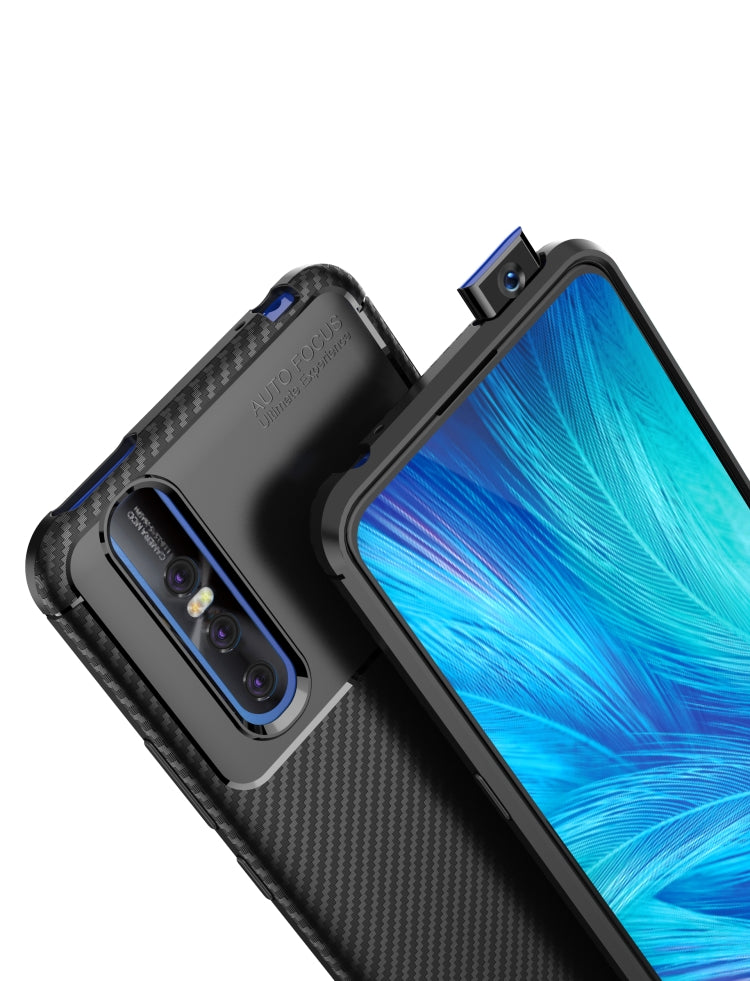 Carbon Fiber Texture Shockproof TPU Case for vivo X27(Black)