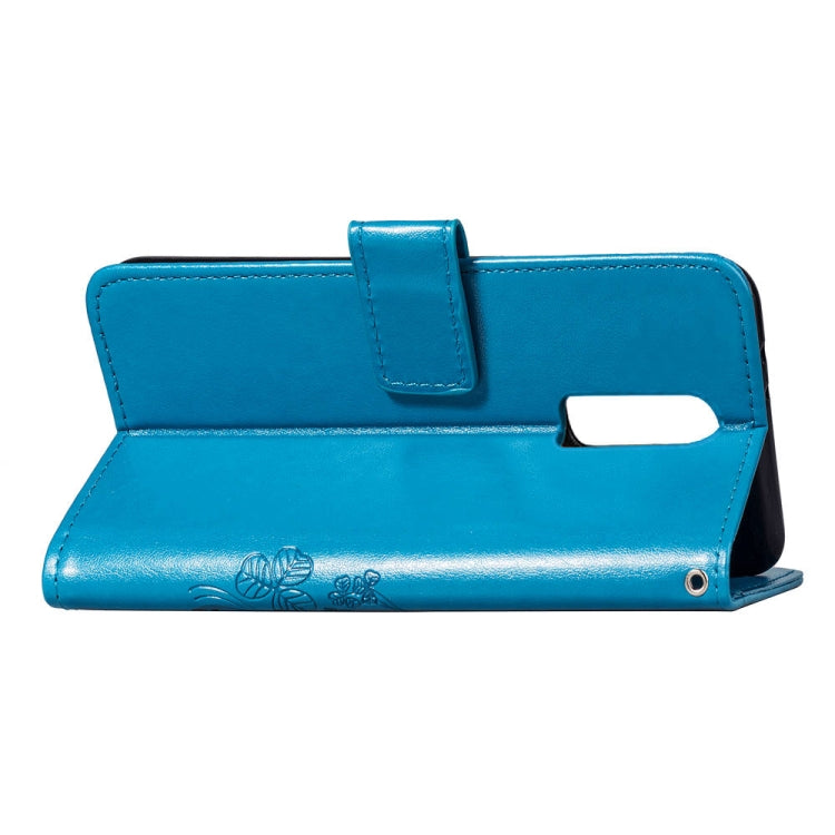 Lucky Clover Pressed Flowers Pattern Leather Case for OnePlus 6T, with Holder & Card Slots & Wallet & Hand Strap