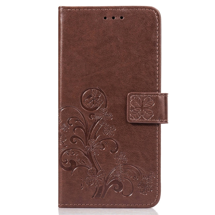 Lucky Clover Pressed Flowers Pattern Leather Case for OnePlus 6T, with Holder & Card Slots & Wallet & Hand Strap
