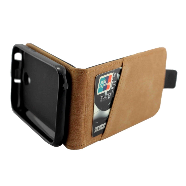 For ZTE Blade L110 / A110 TPU Business Style Vertical Flip Protective Leather Case with Card Slot