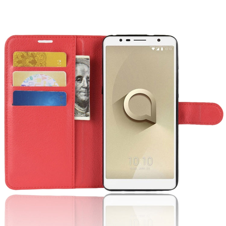 For Alcatel 3C Litchi Texture Horizontal Flip Leather Case with Wallet & Holder & Card Slots