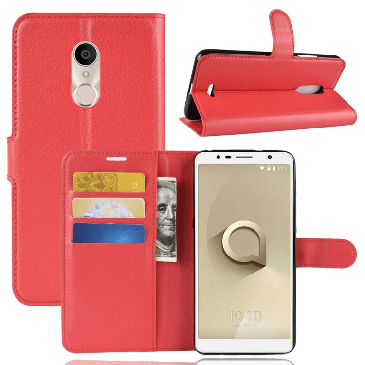 For Alcatel 3C Litchi Texture Horizontal Flip Leather Case with Wallet & Holder & Card Slots