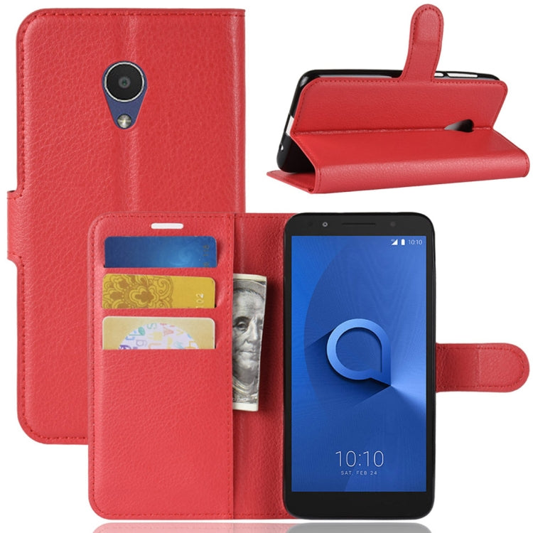 Litchi Texture Horizontal Flip Leather Case for Alcatel 1X, with Wallet & Holder & Card Slots