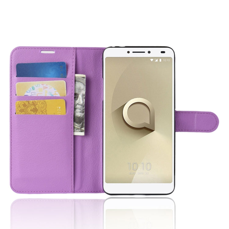 Litchi Texture Horizontal Flip Leather Case for Alcatel 3V, with Wallet & Holder & Card Slots