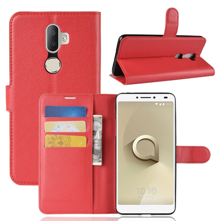 Litchi Texture Horizontal Flip Leather Case for Alcatel 3V, with Wallet & Holder & Card Slots