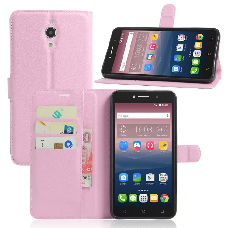 Litchi Texture Horizontal Flip Leather Case for Alcatel Pixi 4 6.0 (3G), with Wallet & Holder & Card Slots