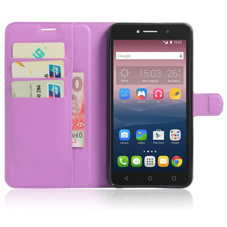 Litchi Texture Horizontal Flip Leather Case for Alcatel Pixi 4 6.0 (3G), with Wallet & Holder & Card Slots