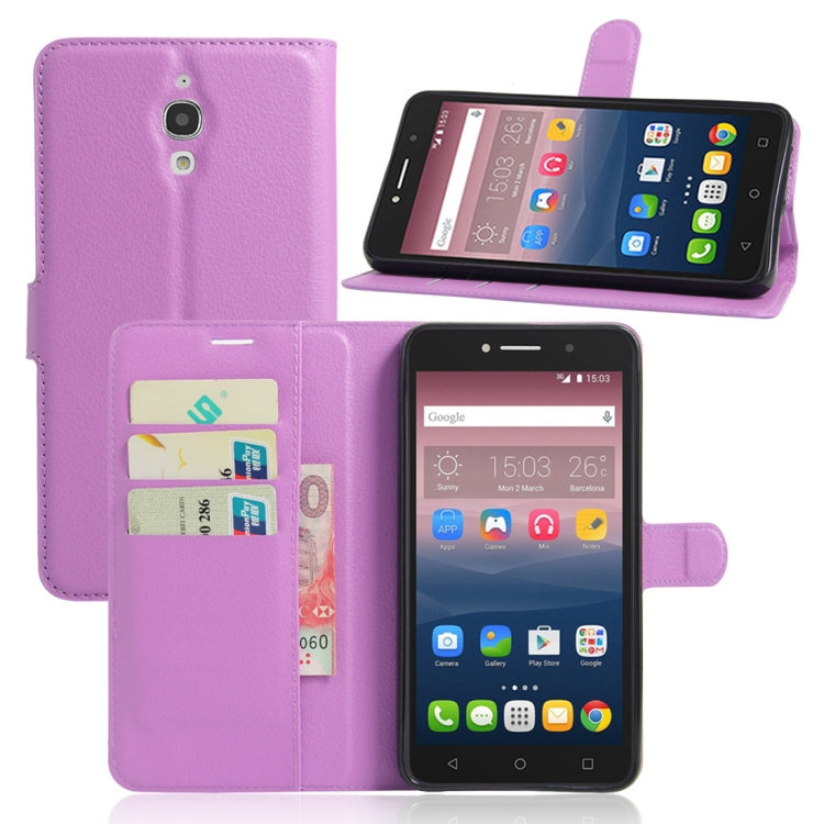 Litchi Texture Horizontal Flip Leather Case for Alcatel Pixi 4 6.0 (3G), with Wallet & Holder & Card Slots