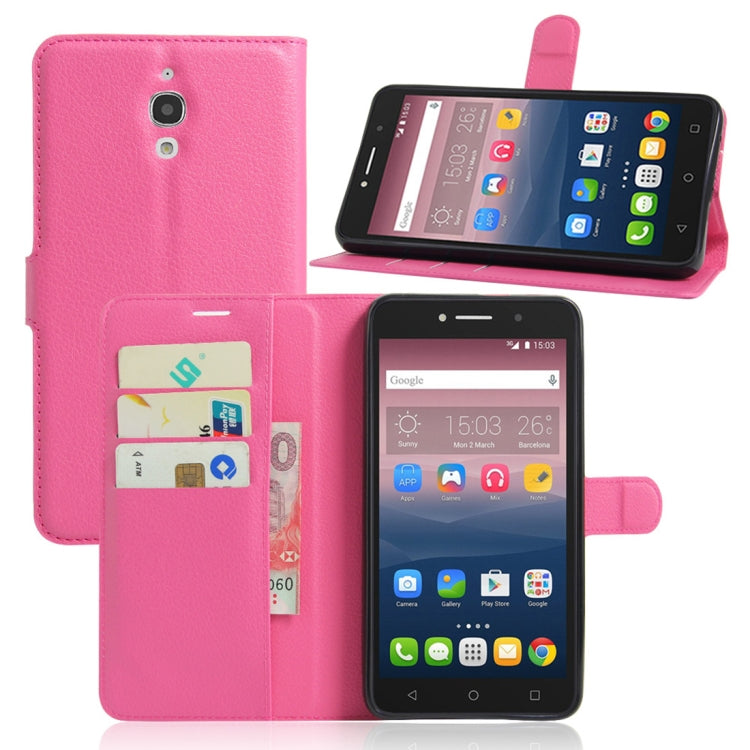 Litchi Texture Horizontal Flip Leather Case for Alcatel Pixi 4 6.0 (3G), with Wallet & Holder & Card Slots