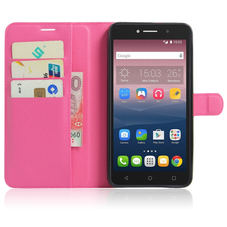 Litchi Texture Horizontal Flip Leather Case for Alcatel Pixi 4 6.0 (3G), with Wallet & Holder & Card Slots