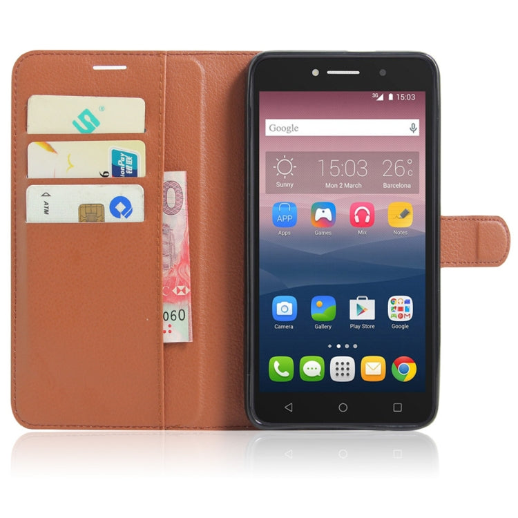 Litchi Texture Horizontal Flip Leather Case for Alcatel Pixi 4 6.0 (3G), with Wallet & Holder & Card Slots