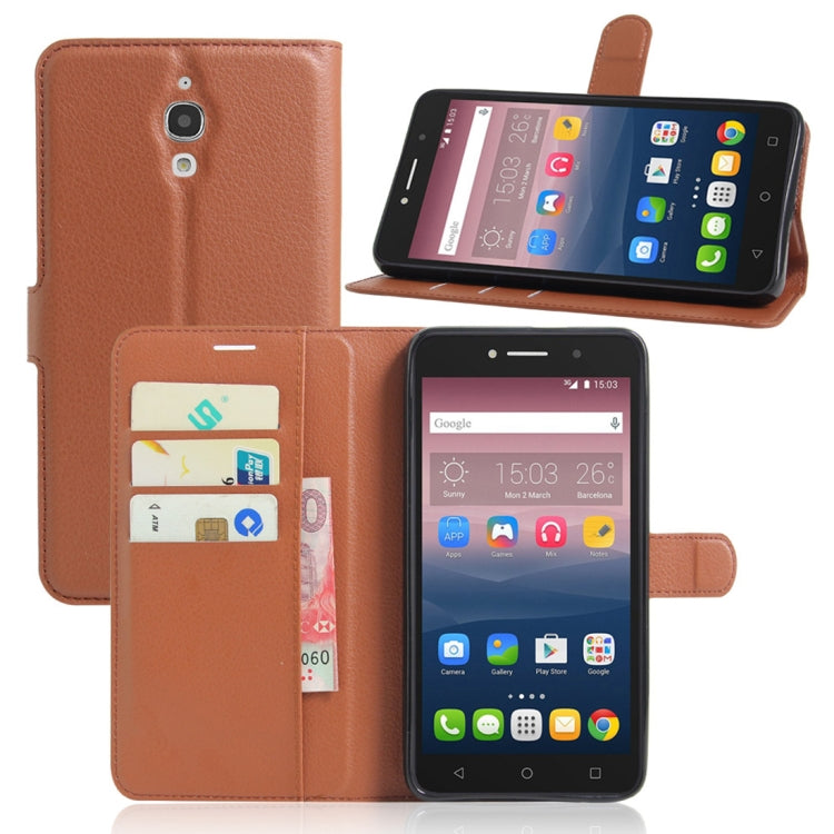 Litchi Texture Horizontal Flip Leather Case for Alcatel Pixi 4 6.0 (3G), with Wallet & Holder & Card Slots