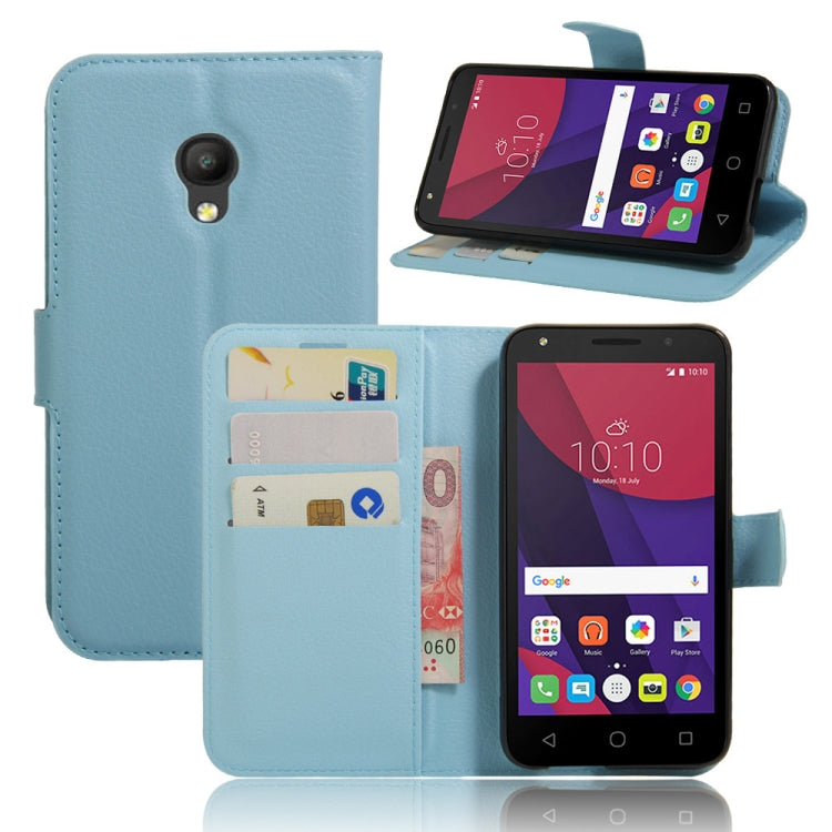 Litchi Texture Horizontal Flip Leather Case for Alcatel Pixi 4 (5) OT5045X, with Wallet & Holder & Card Slots