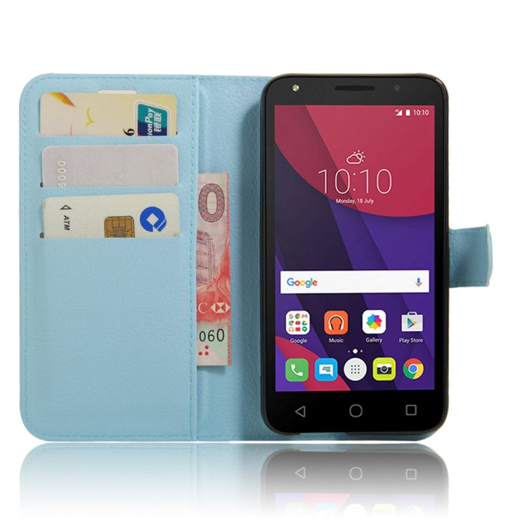 Litchi Texture Horizontal Flip Leather Case for Alcatel Pixi 4 (5) OT5045X, with Wallet & Holder & Card Slots