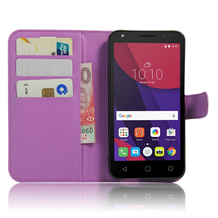 Litchi Texture Horizontal Flip Leather Case for Alcatel Pixi 4 (5) OT5045X, with Wallet & Holder & Card Slots