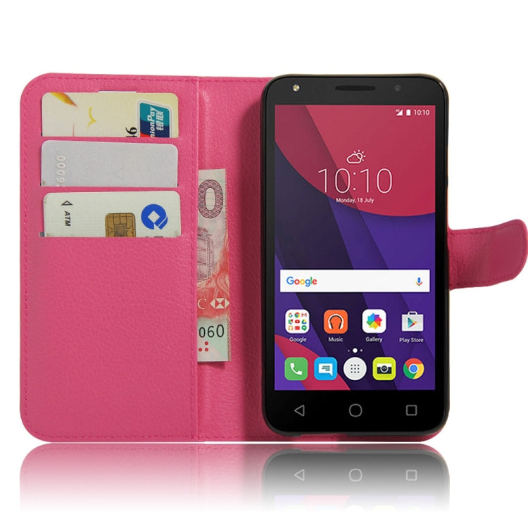 Litchi Texture Horizontal Flip Leather Case for Alcatel Pixi 4 (5) OT5045X, with Wallet & Holder & Card Slots