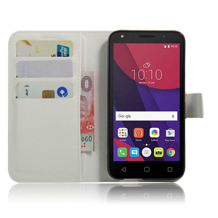 Litchi Texture Horizontal Flip Leather Case for Alcatel Pixi 4 (5) OT5045X, with Wallet & Holder & Card Slots