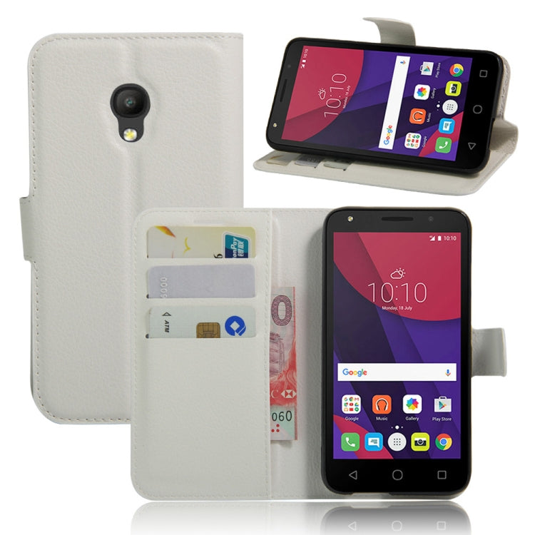 Litchi Texture Horizontal Flip Leather Case for Alcatel Pixi 4 (5) OT5045X, with Wallet & Holder & Card Slots