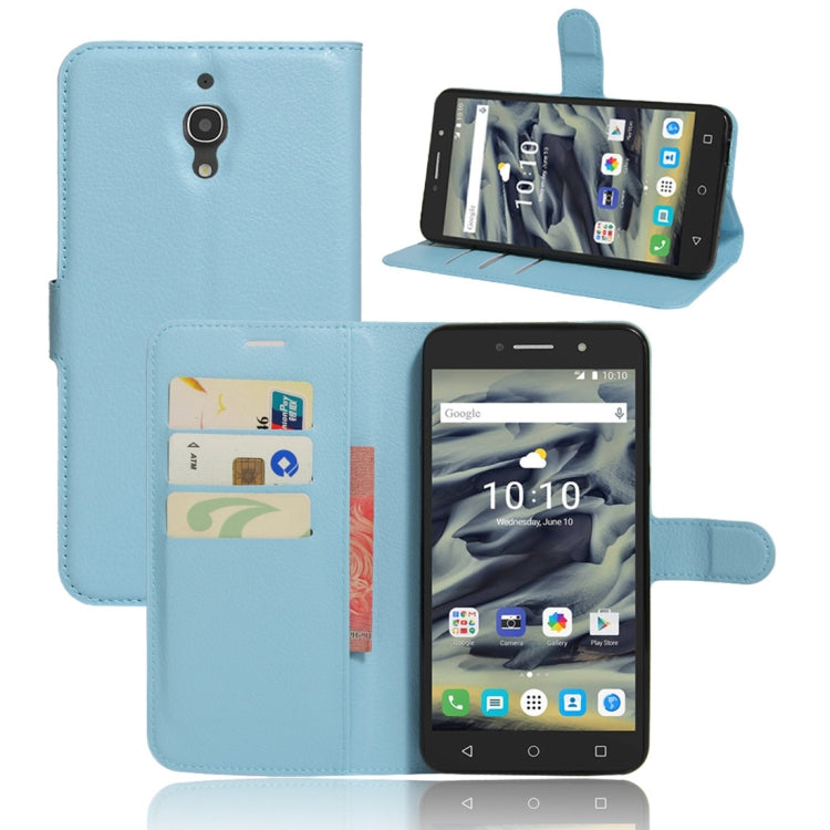 Litchi Texture Horizontal Flip Leather Case for Alcatel Pixi 4 6.0 (4G), with Wallet & Holder & Card Slots