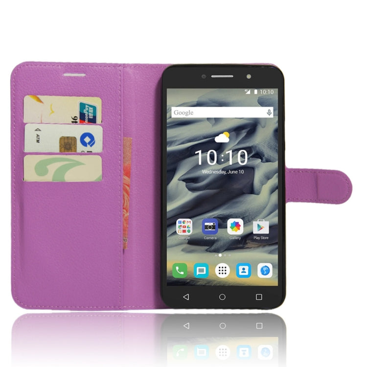 Litchi Texture Horizontal Flip Leather Case for Alcatel Pixi 4 6.0 (4G), with Wallet & Holder & Card Slots